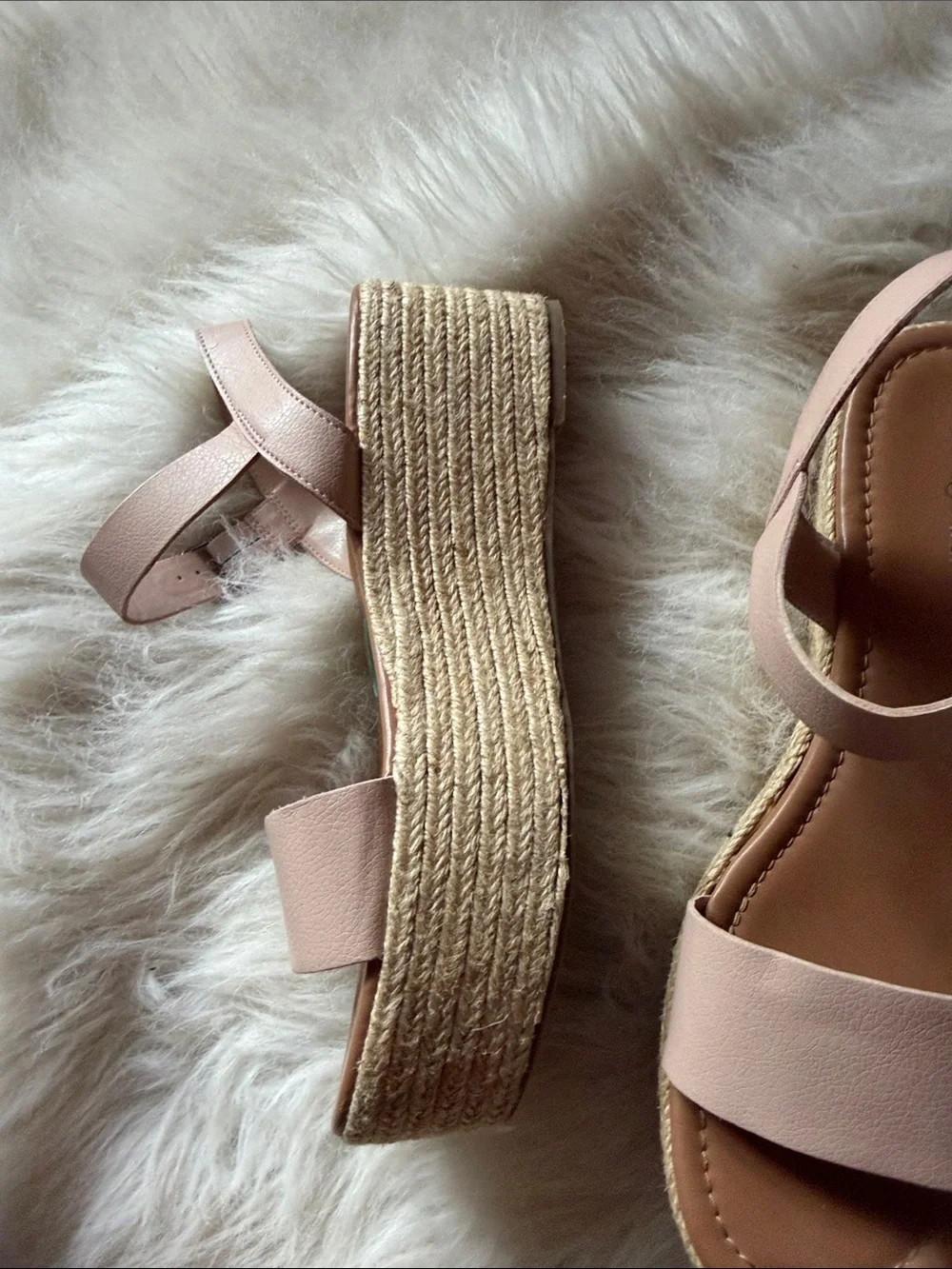 Indigo Blush Pink Platform Espadrille Wedge Sandals